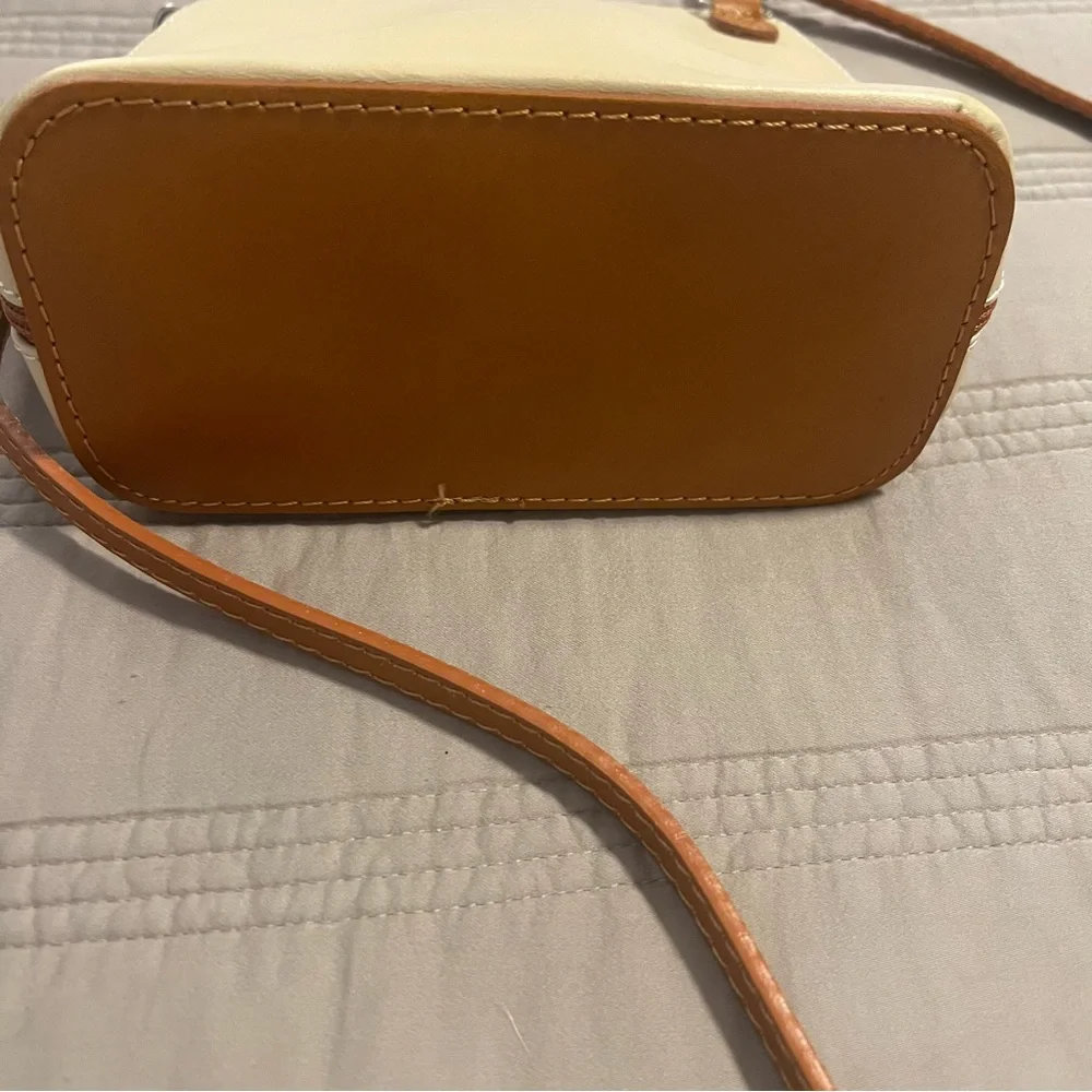 Vera Pelle Cream and Tan Brown Crossbody Bag - Picture 4 of 8